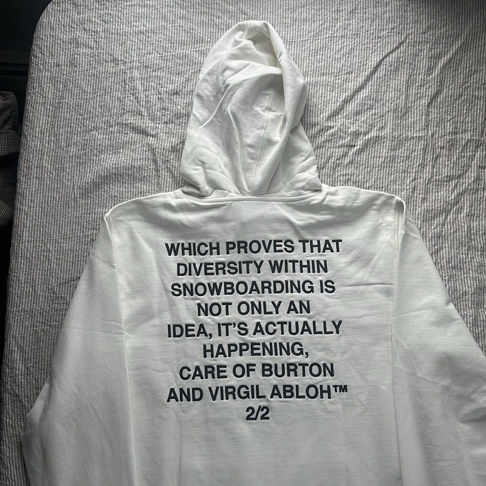 Burton White Hoodie with Black Text - Picture 4 of 8